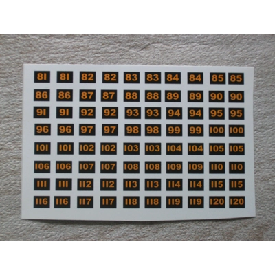 Modern Route Numbers 81 To 120, 1.76th/00 Scale