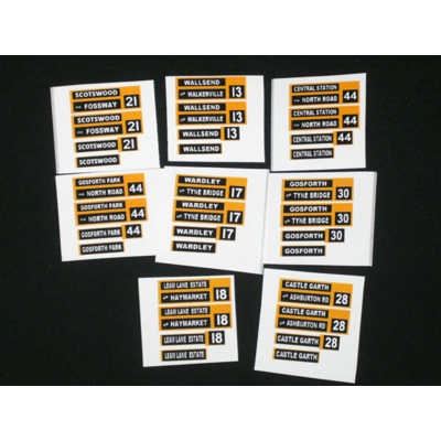 Set 2 Newcastle Bus Destination Blinds 1.76th/00 Scale