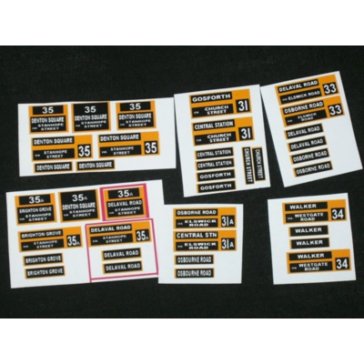 Set 3 Newcastle Trolleybus Destination Blinds 1,76th/00 Scale