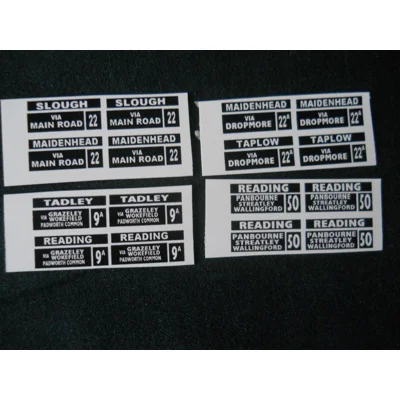 Set 2 Thames Valley Model Bus Destination Blinds 1/76th Scale