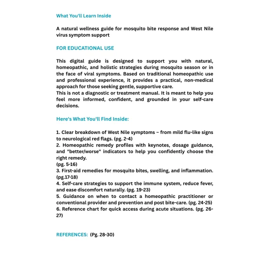 West Nile Virus Mosquito Bites – Homeopathic Management Digital Guide