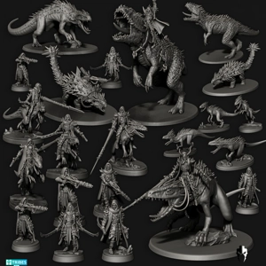 Space Elves Dino Riders 28mm- Edge Miniatures