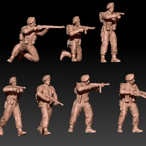WWII Commandos in Berets Set 2 - 1/100 - 1/72 or 1/60 scale