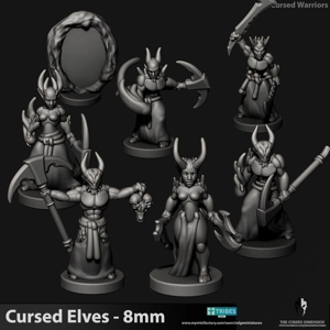 Cursed Warriors - Tech Elves -8mm to 10mm Edge Miniatures