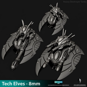 Tech Elves Heavy Destroyer Tanks - 8mm Edge Miniatures Tech Elves Heavy Destroyer Tanks - 8mm Edge Miniatures