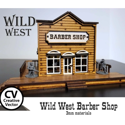 Wild West Barber Shop in scale 28mm (1:56) Wild West Barber Shop in scale 28mm (1:56)