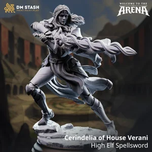 Cerindelia of House Verani - High Elf Spellswordains - 32mm or 75mm RPG Model