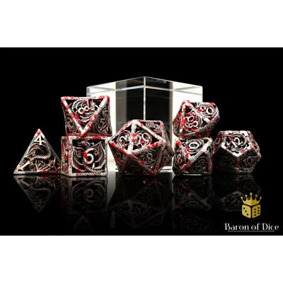 Bloody Dragon Metal RPG Dice - 7 Pieces