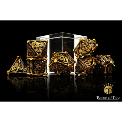 Cogs & Gears Metal RPG Dice Set - 7 Pieces