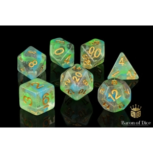 Blue Malachite RPG Dice Set - 7 Pieces - Baron of Dice Blue Malachite RPG Dice Set - 7 Pieces - Baron of Dice