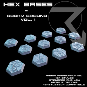 Rocky Ground Hex Bases - Standard & Low Profile