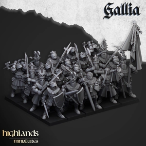 Knights of Gallia on foot - 25mm to 32mm - Highland Miniatures