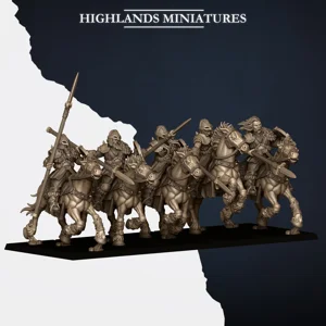 Norse Mounted 5 man Cavalry Unit with Spears - 25mm to 32mm