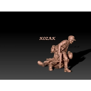 German regular infantry rescue scene with field caps - 172, 1/56 & 1/32 scale