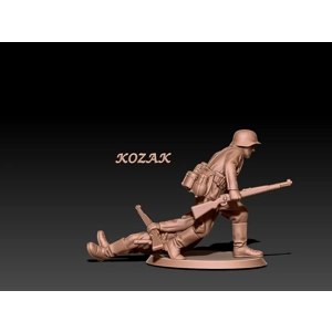 German regular infantry rescue scene with field caps - 172, 1/56 & 1/32 scale