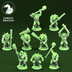 Reptilian Hulks Unit - Lizards - 10mm - Forest Dragon