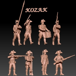 Napoleonic french revolutionary fusiliers in bicorne set 1 - 1/72 scale