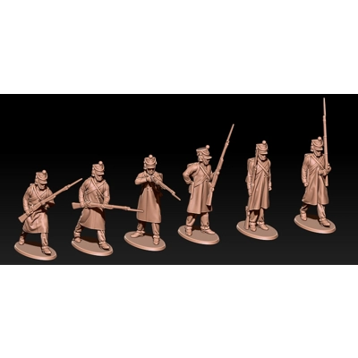 Napoleonic fusiliers in greatcoats shako - 1/72 scale