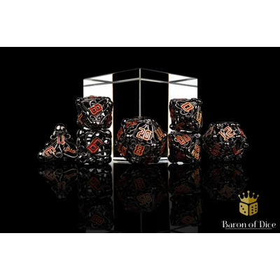 Denizens of the Deep Red Trench Metal RPG Dice Set - 7 Pieces