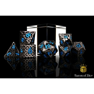 Blue Tiger's Eye Metal RPG Dice Set - 7 Pieces Blue Tiger's Eye Metal RPG Dice Set - 7 Pieces