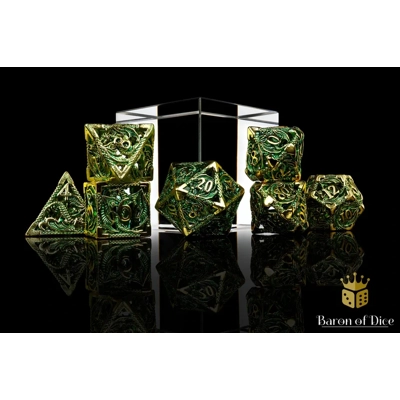 Ancient Dragon Treasure Metal RPG Dice Set - 7 Pieces