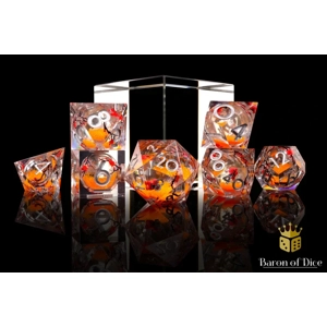 Autumn Cherry Blossom Liquid Core RPG Dice Set - 7 Pieces Autumn Cherry Blossom Liquid Core RPG Dice Set - 7 Pieces