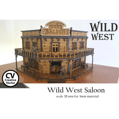 Wild West Saloon in scale 28mm (1:56) MDF