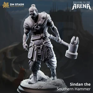 Sindan the Southern Hammer - 32mm or 75mm RPG Model