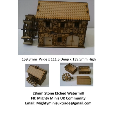 28mm Stone Etched Watermill - MDF 28mm Stone Etched Watermill - MDF