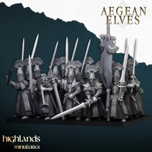 Aegean Elf Swords of Messara Unit - 25mm to 32mm - Highland miniatures