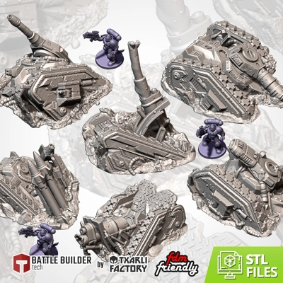 Destroyed Tanks - Sci-fi 15mm Destroyed Tanks - Sci-fi 15mm