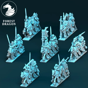 Veteran Knights Unit - Bretonnians - 10mm - Forest Dragon