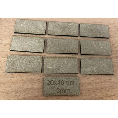 MDF - Warmaster Bases - 20mm x 40mm x 3mm MDF - Warmaster Bases - 20mm x 40mm x 3mm