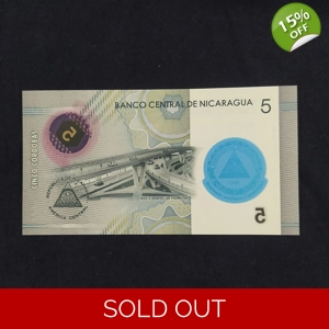 5 Cordobas UNC Scarce - 60 Yrs of the Central Bank of Nica..