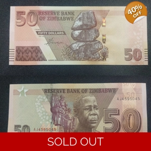 50 Dollars 2020 UNC Scarce- Zimbabwe