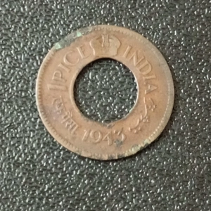 1 Pice 1943 Round Crown Scarce ( Ref- R0038)