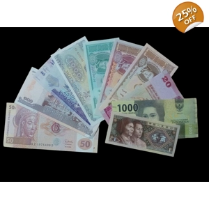 Gift Set of 10 Different World Bank Notes