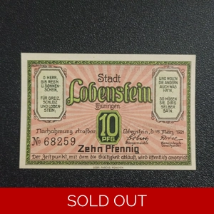 10 Pfennig 1921 -City of Lobenstein (Thuringia) (Federal s..