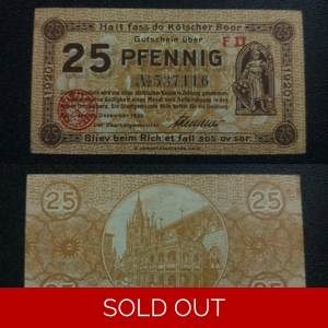 25 Pfennig 1920 - City of Cologne (notgeld) (Prussian prov..