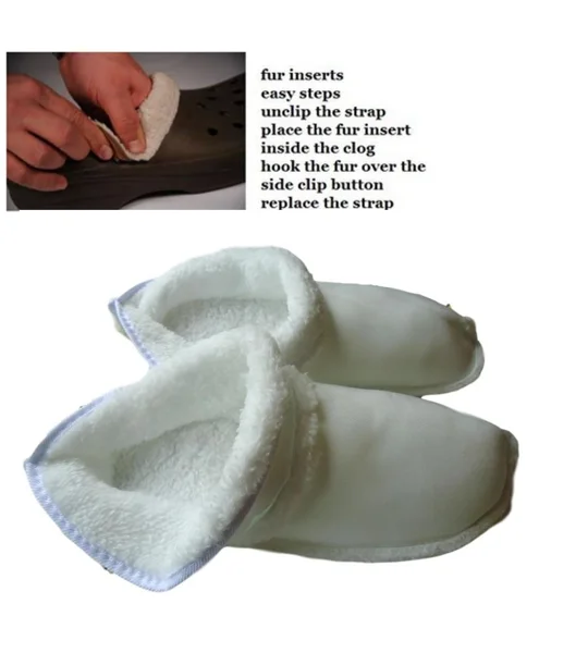 Insoles for Crocs Fluffy Liners Black Fur Shoe Insole Insert Lining Warm Removable Furry Croc Liners