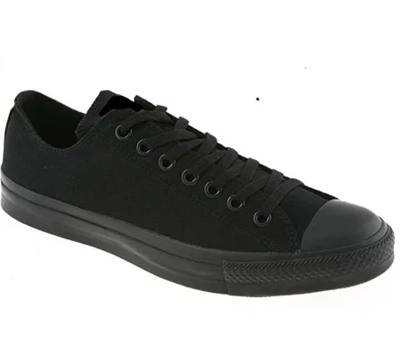 Adults Baseball Black Canvas Trainers Lace Up Low Top Plimsolls Pumps