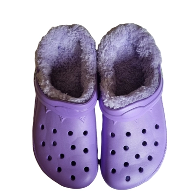 Purple Lilac Fluffy Faux Fur Lined Clogs Women Girls Warm Furry Slippers Sandals shoes Purple Lilac Fluffy Faux Fur Lined Clogs Women Girls Warm Furry Slippers Sandals shoes