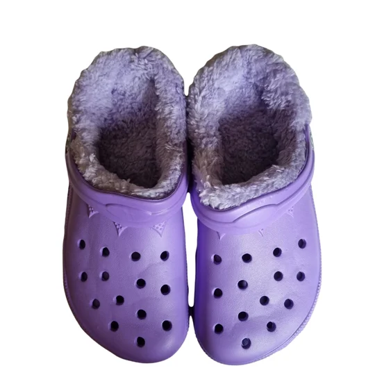 Purple Lilac Fluffy Faux Fur Lined Clogs Women Girls Warm Furry Slippers Sandals shoes