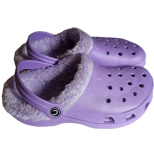 Purple Lilac Fluffy Faux Fur Lined Clogs Women Girls Warm Furry Slippers Sandals shoes