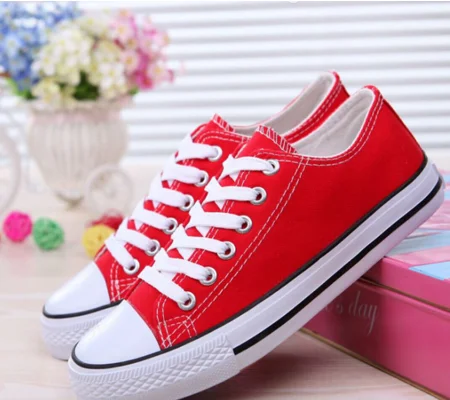 Red canvas trainers dance pumps plimsolls girls boys adults trainers