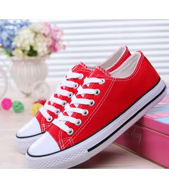 Red canvas trainers dance pumps plimsolls girls boys adults trainers