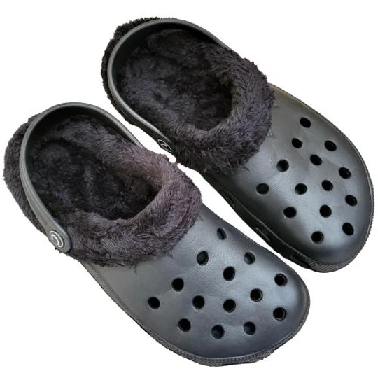 Shoes Fur Lined Clogs Furry Black Unisex Classic Slippers Garden Footwear