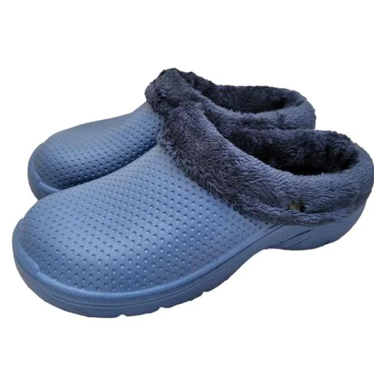 Fur lined Clogs Garden Waterproof Black Blue Fleecy Fluffy fur lining backdoor non slip comfortable