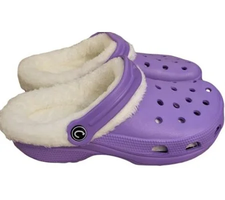 Purple Lilac Fluffy Faux Fur Lined Clogs Women Girls Warm Furry Slippers Sandals shoes