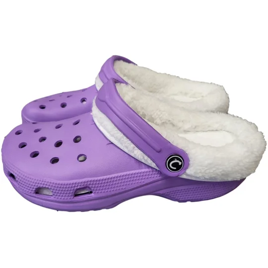 Purple Lilac Fluffy Faux Fur Lined Clogs Women Girls Warm Furry Slippers Sandals shoes
